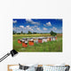 Bee hives in the meadow in summer Wall Mural