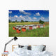Bee hives in the meadow in summer Wall Mural