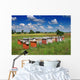 Bee hives in the meadow in summer Wall Mural