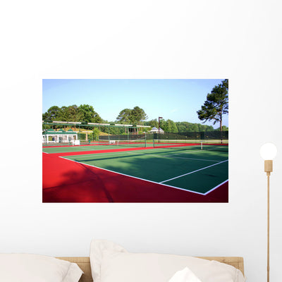 Tennis Court Wall Mural shown on a wall