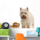 west highland white terrier licking lips standing beside dish Wall Decal