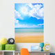 Sun over paradise sea shore Wall Mural