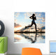 Woman Run Under Blue Sky With Clouds Wall Mural