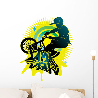 Bmx Star Wall Decal shown on a wall