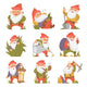 Fairy-tale Fantastic Garden Gnomes Wall Decal Sticker Set