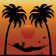 Woman Reading in a Hammock Between Palm Trees Wall Mural
