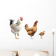 Rooster Hen and Chicken Wall Decal