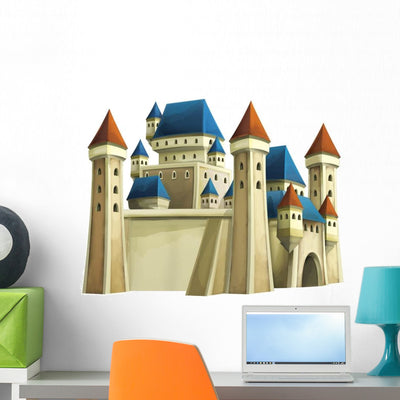 Cartoon Castle Wall Decal shown on a wall