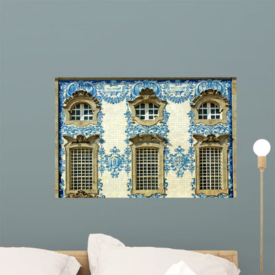 Portugal Porto Facade Wall Mural shown on a wall