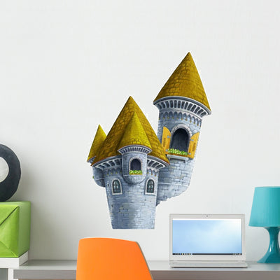 Birds Eye Wizard Castle Wall Decal shown on a wall
