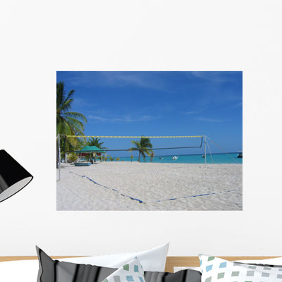 Beach Volleyball Wall Mural shown on a wall