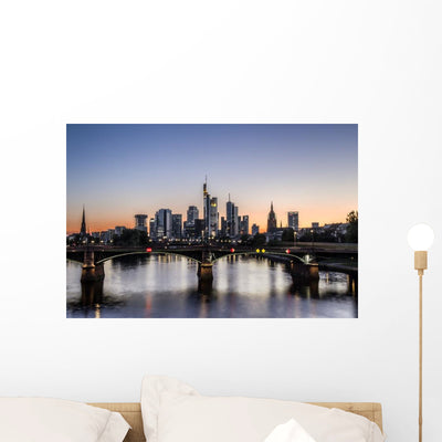Frankfurt Skyline Wall Decal shown on a wall