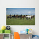 Horses Running / blue sky and green grass Wall Mural
