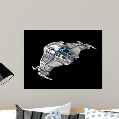 Spaceship Wall Mural shown on a wall