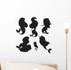 Five Mermaid Girls Wall Decal Sticker Set