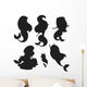 Five Mermaid Girls Wall Decal Sticker Set