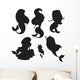Five Mermaid Girls Wall Decal Sticker Set