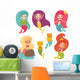 Mermaid Girls Wall Decal Sticker Set