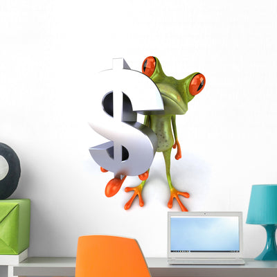 Frog and Dollar Sign Wall Decal shown on a wall