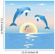 Jumping dolphins in front of a sunset over sea Wall Mural