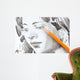 Drawing of girl by graphite pencil Wall Mural