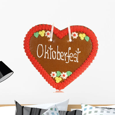 Gingerbread Heart Oktoberfest Wall Decal shown on a wall