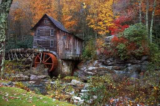 Autumn Grist Mill Wall Decal Design 3