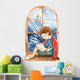 Reading Illustration Castle Window Wall Decal