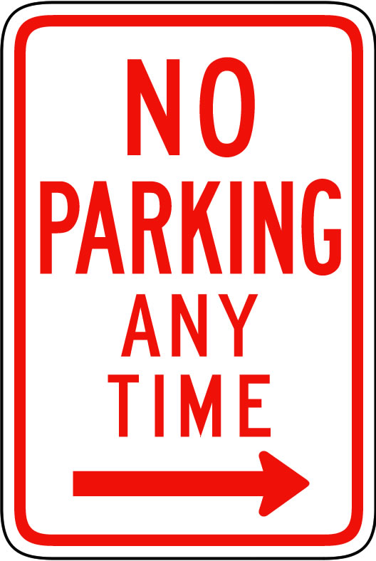 No Parking Any Time from here to Right Sign Wall Decal
