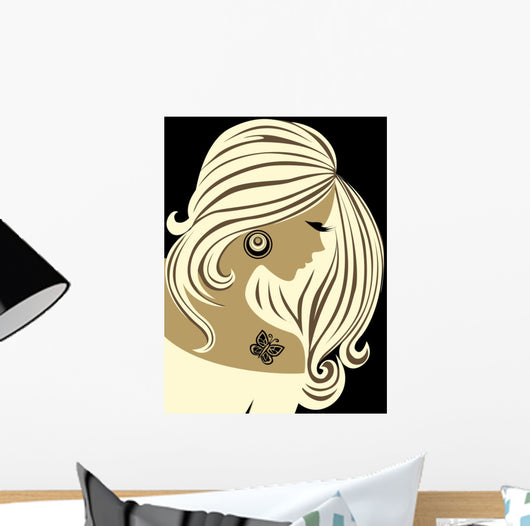 Beautiful girl with long hair and a tattoo Wall Mural