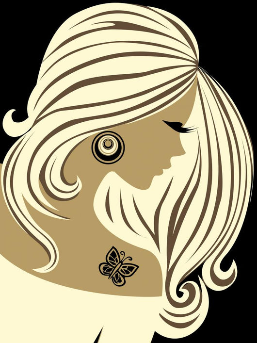 Beautiful girl with long hair and a tattoo Wall Mural