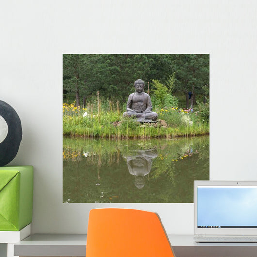 Buddha with Mirror Facing Wall Decal