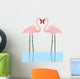 illustration of a couple of pink flamingos in a lake Wall Decal