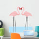 illustration of a couple of pink flamingos in a lake Wall Decal
