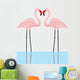 illustration of a couple of pink flamingos in a lake Wall Decal