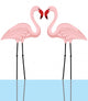 illustration of a couple of pink flamingos in a lake Wall Decal