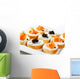 Mini sandwiches - bagel with cream cheese, salmon, caviar Wall Mural