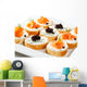 Mini sandwiches - bagel with cream cheese, salmon, caviar Wall Mural
