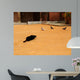 Chat Noir Et Pigeons Wall Mural
