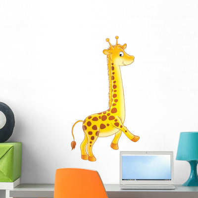 Giraffe Wall Decal shown on a wall