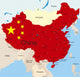 China country coloured by national flag Wall Mural