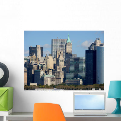 New York City Financial Wall Mural shown on a wall