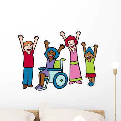 Children Cheer Wall Decal shown on a wall