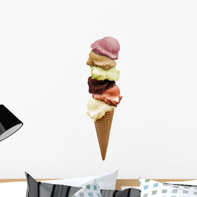 Vanilla Ice Cream Strawberry Wall Decal shown on a wall