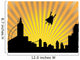 Silhouetted  superhero flying off into the sunset Wall Mural