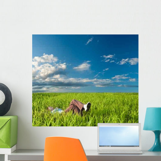 Woman Laying Grass Wall Decal