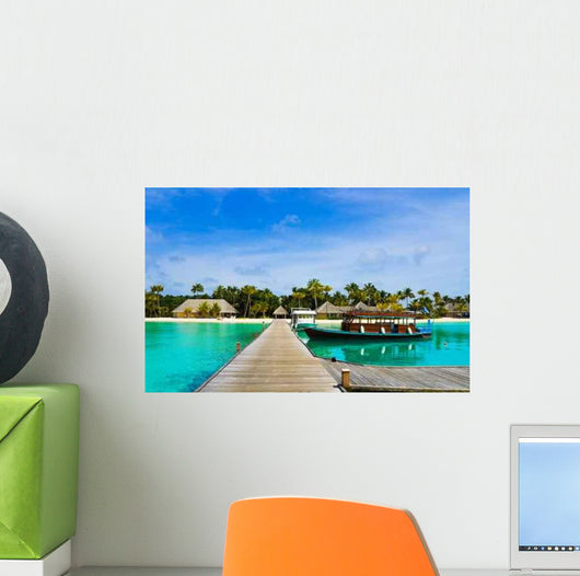 Boat Moored Tropical Island Wall Decal