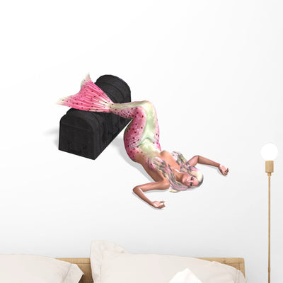 Beautiful Mermaid Wall Decal shown on a wall