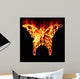 Butterfly Surrounded by fire on a white background Wall Mural