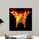 Butterfly Surrounded by fire on a white background Wall Mural